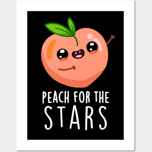 Peach For The Stars Funny Fruit Pun Posters and Art